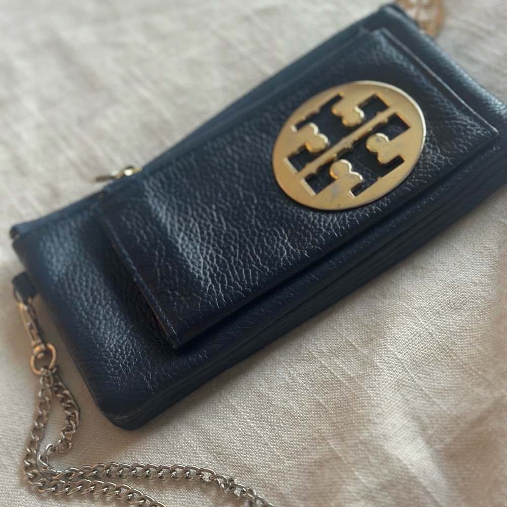 Tory Burch Navy and Gold Leather Wallet